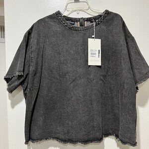 WildFang - The Essential Denim Boxy Top - Black - 3X - NWT